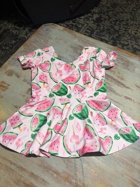 Girls Pink Watermelon Print Peplum Top